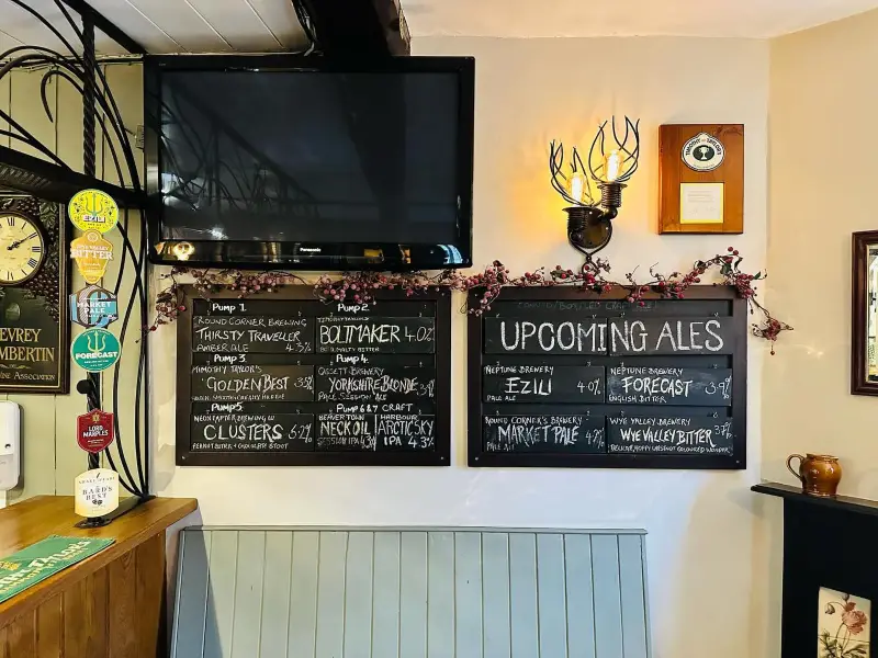 Upcoming Ale Boards in Main Bar at The Mitre Pub in Buckingham